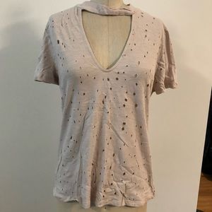 Chocker neck distressed basic t-shirts